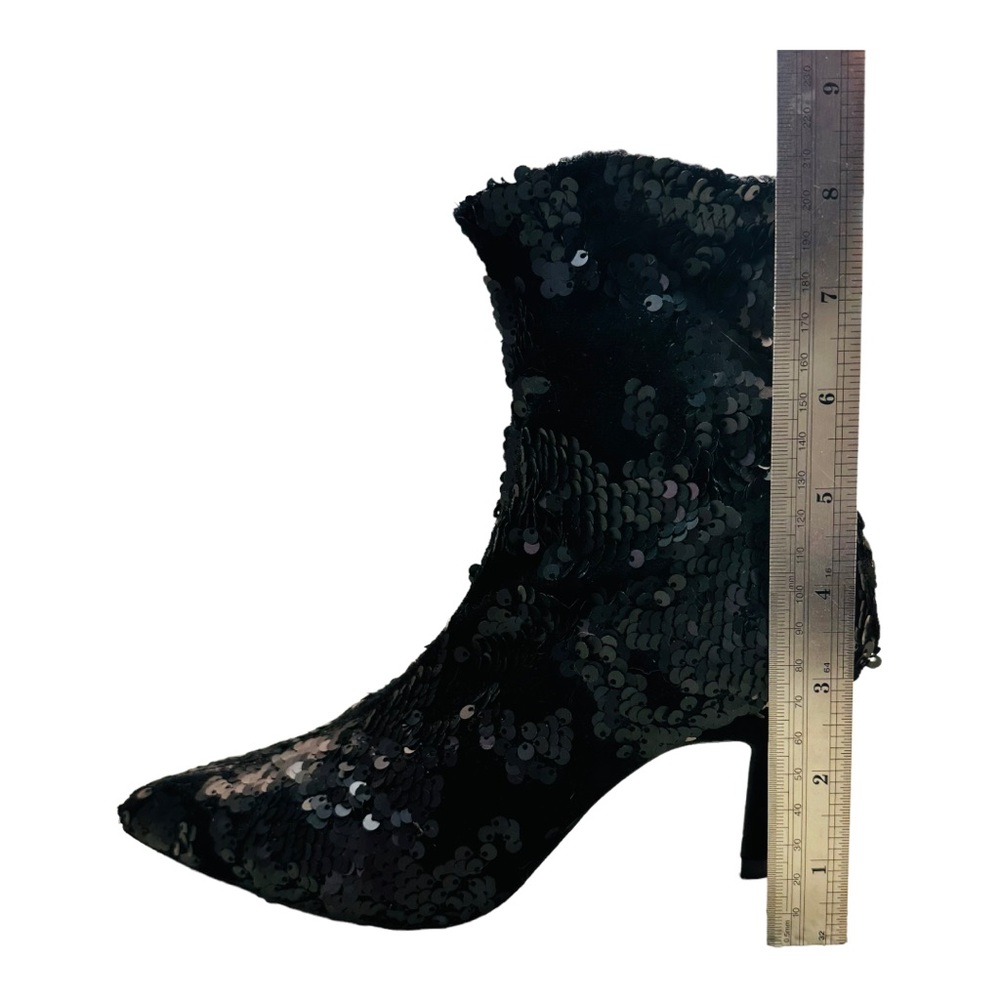 Zara Sequin Fabric / Velvet Ankle Boots - Black - Picture 15 of 15